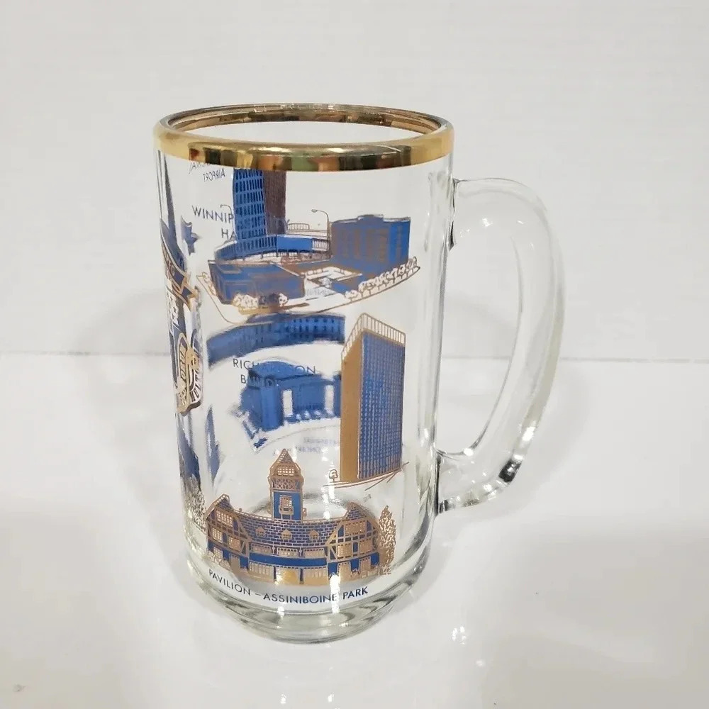Vtg Historical Sovenir City Of Winnepeg Canadian Government/Parliament Glass Mug